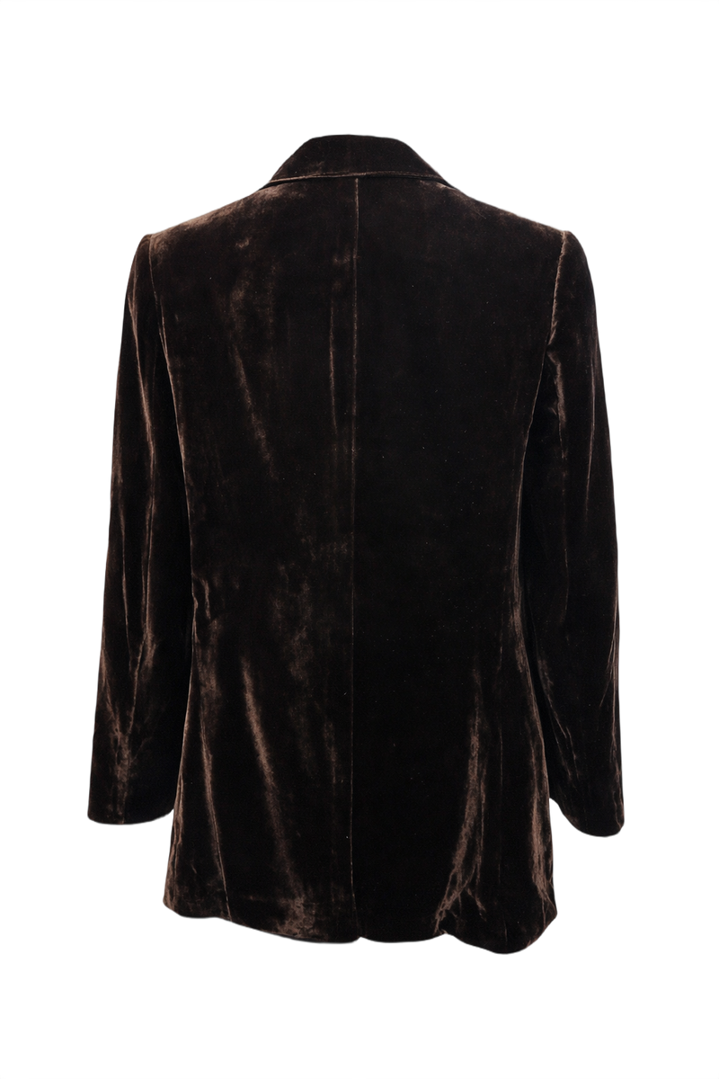 1990s Dark Brown Velvet Blazer - Back View