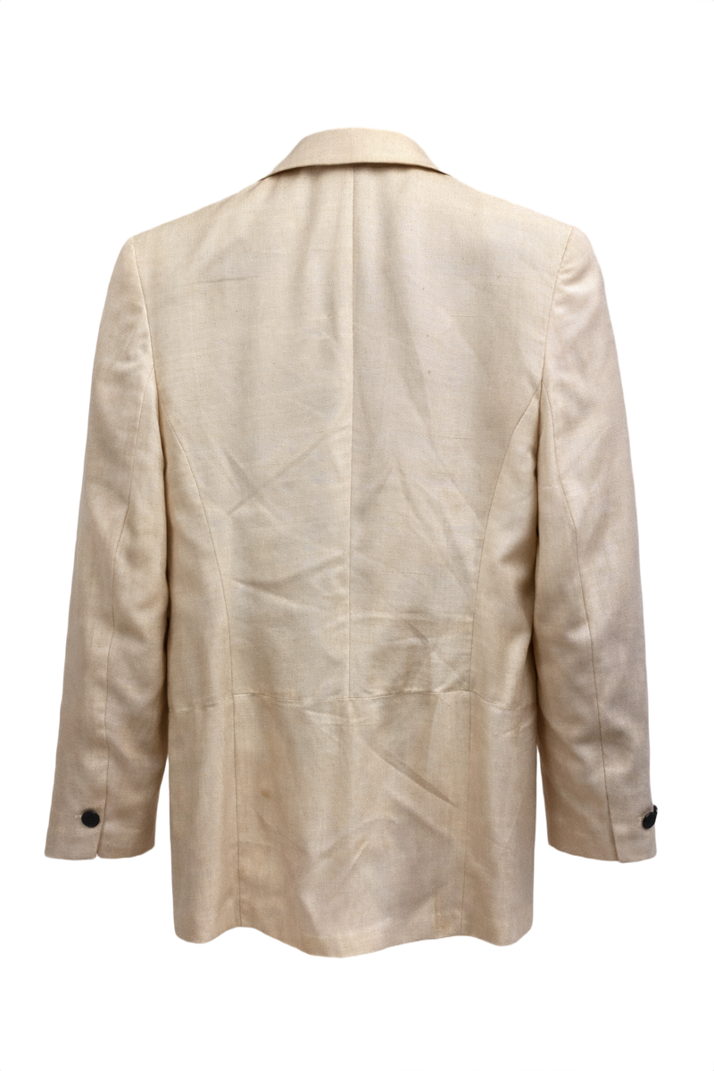 1980s Cream Silk Blazer - Back View