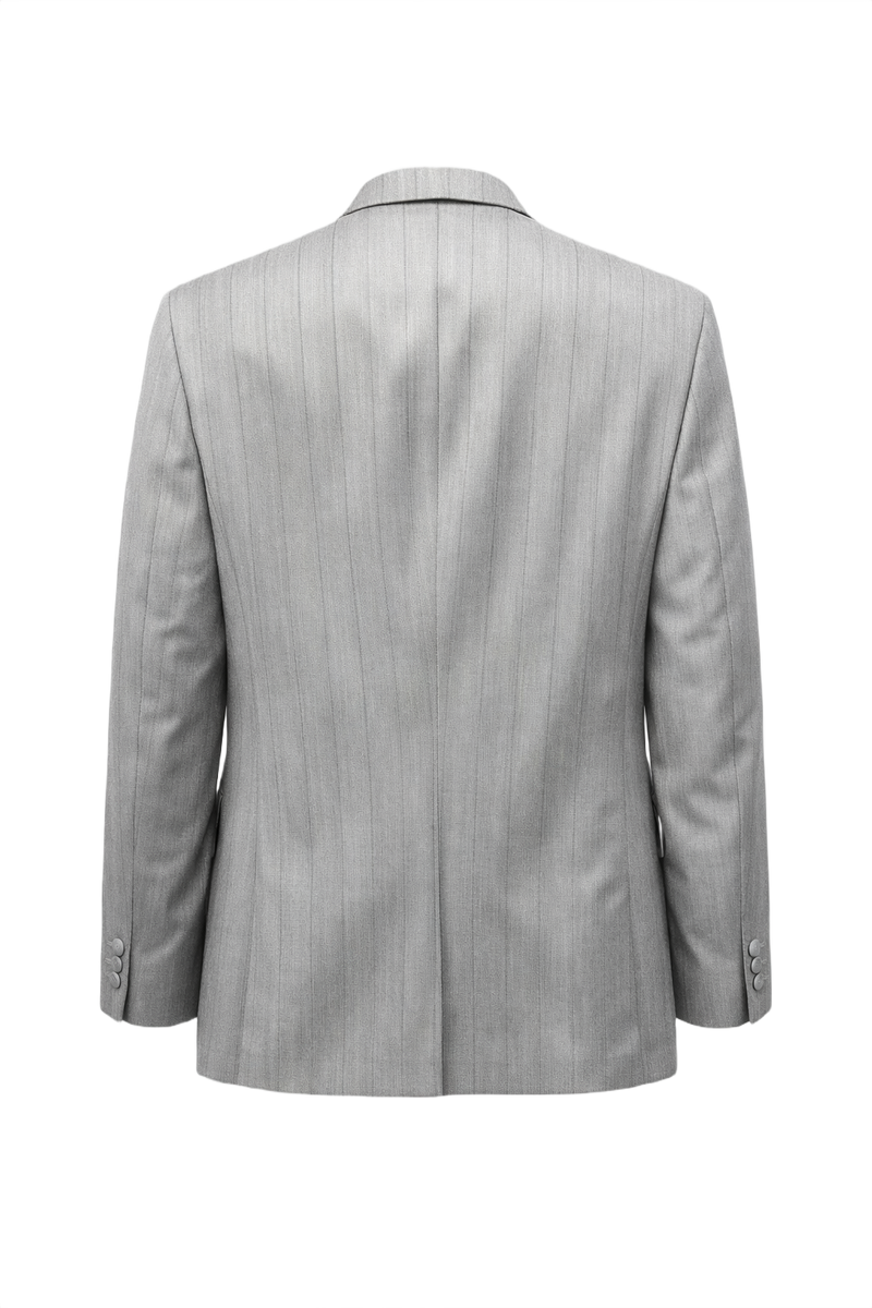 1980s Light Grey Wool Blazer - Back View