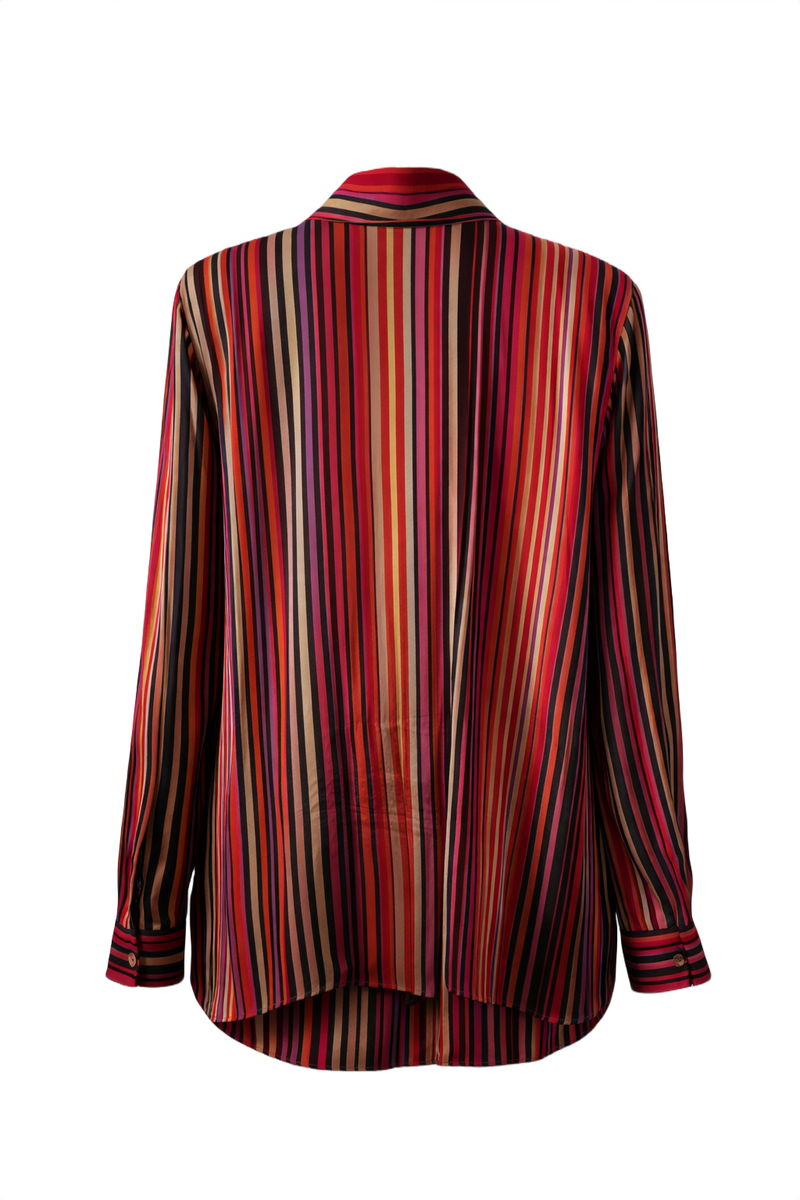 1970s Multicolor Silk Blouse - Back View