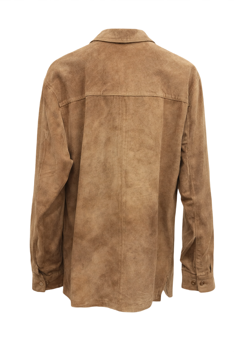 1990s Brown Suede Shirt - Back View