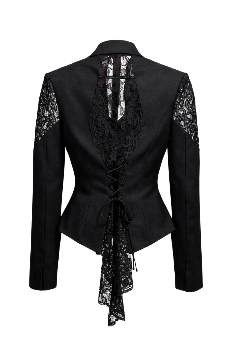 1990s Black Synthetic Blazer - Back View