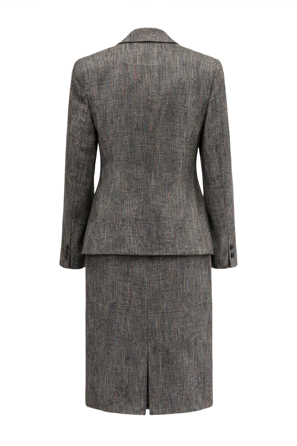 1980s Gray Wool Skirt Suit - Back View