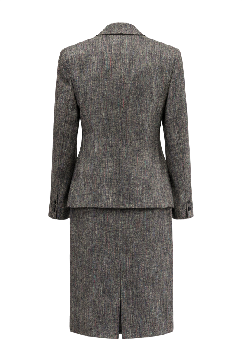 1980s Gray Wool Skirt Suit - Back View