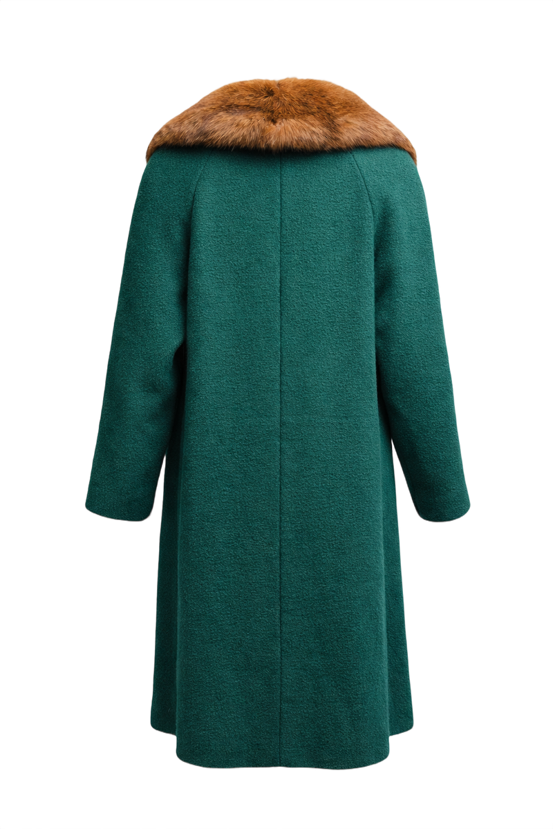 1960s Green Wool Coat - Back View