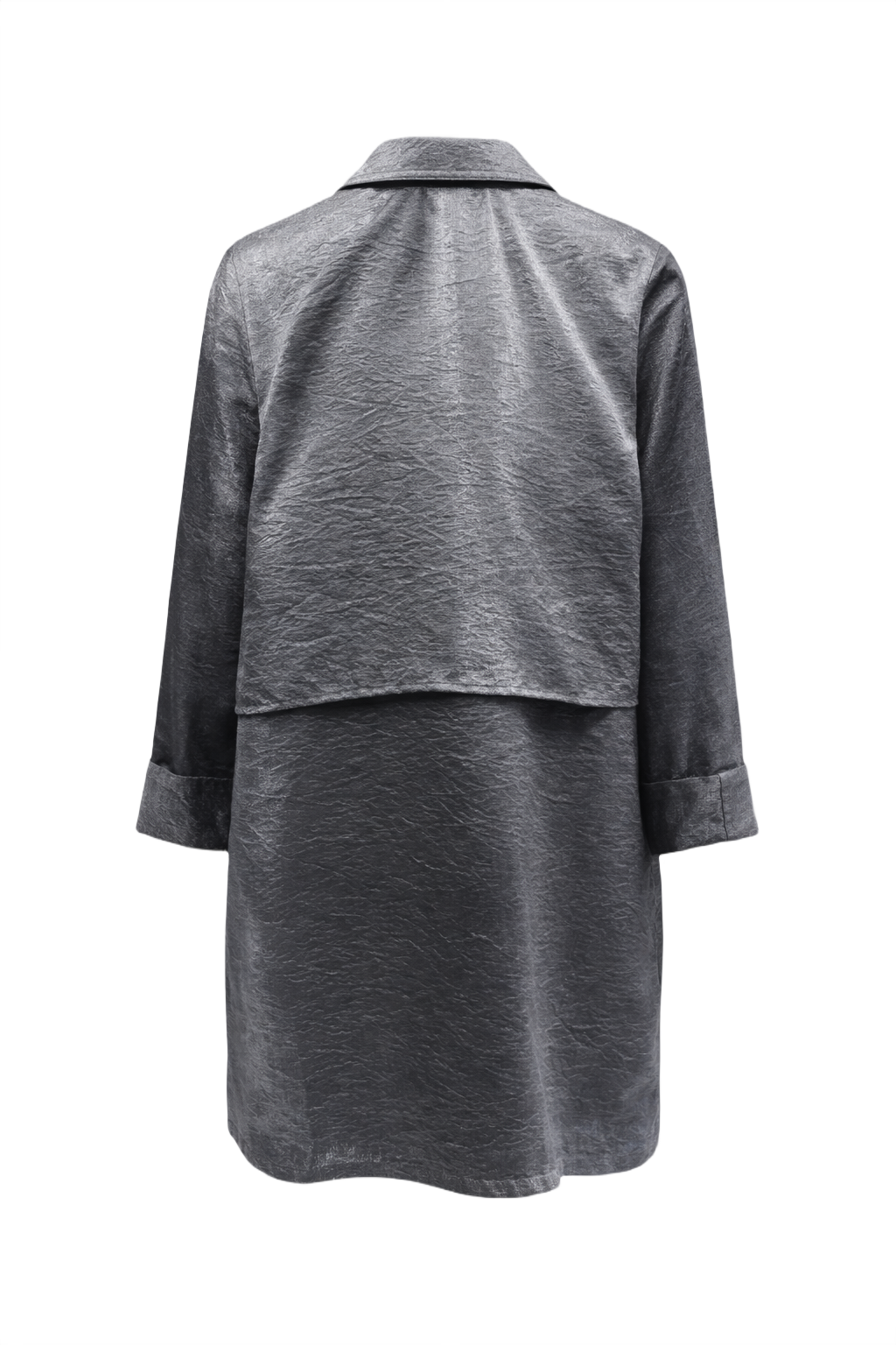 1970s Metallic Silver Metallic Fabric Coat - Back View