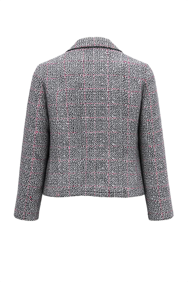 1960s Black and White Wool Blend Jacket - Back View