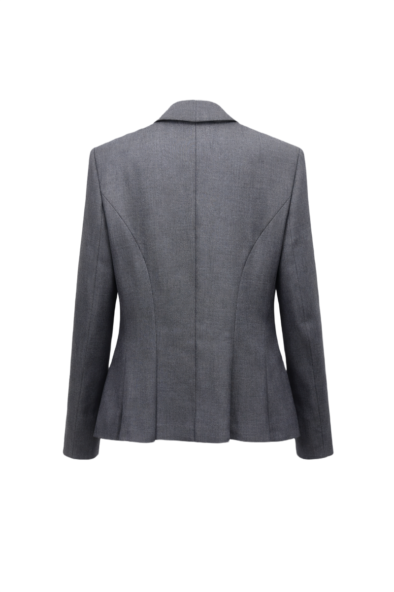 1990s Charcoal Grey Wool Blend Blazer - Back View