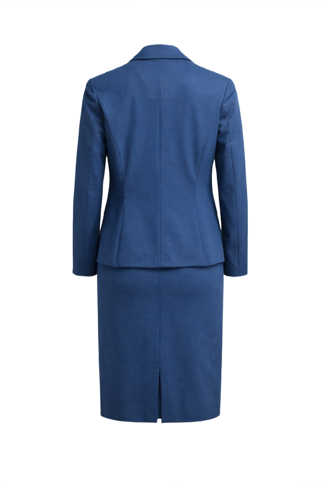 1960s Blue Polyester Blend Blazer and Skirt Set - Back View