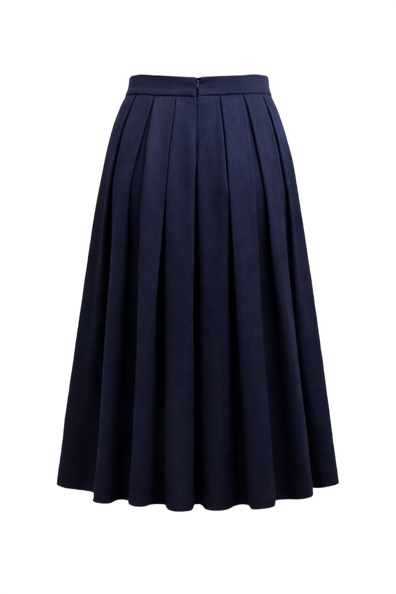 1950s Navy Blue Wool Skirt - Back View