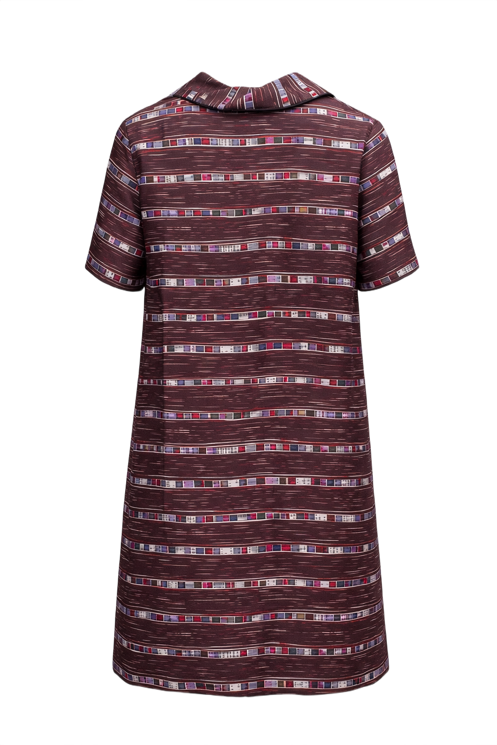 1960s Brown Polyester Shift Dress - Back View