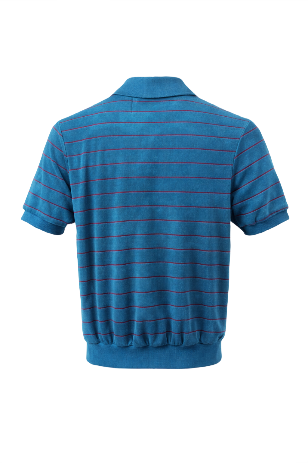 1970s Teal Velour Polo Shirt - Back View