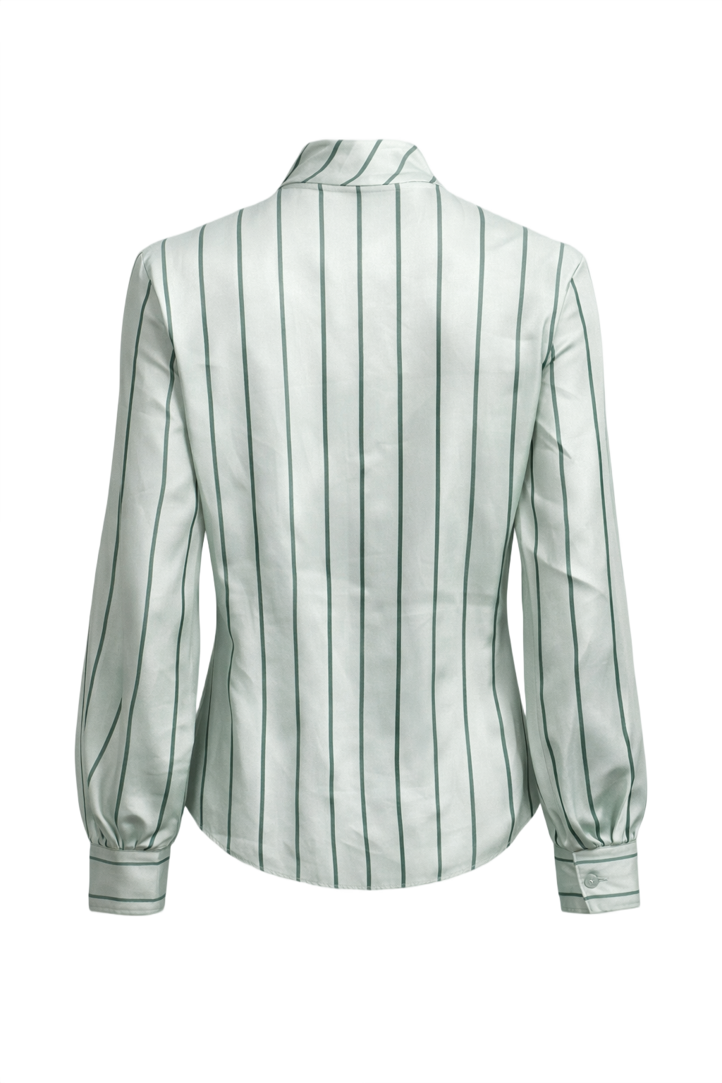 1970s Light Mint Green Polyester Blouse - Back View