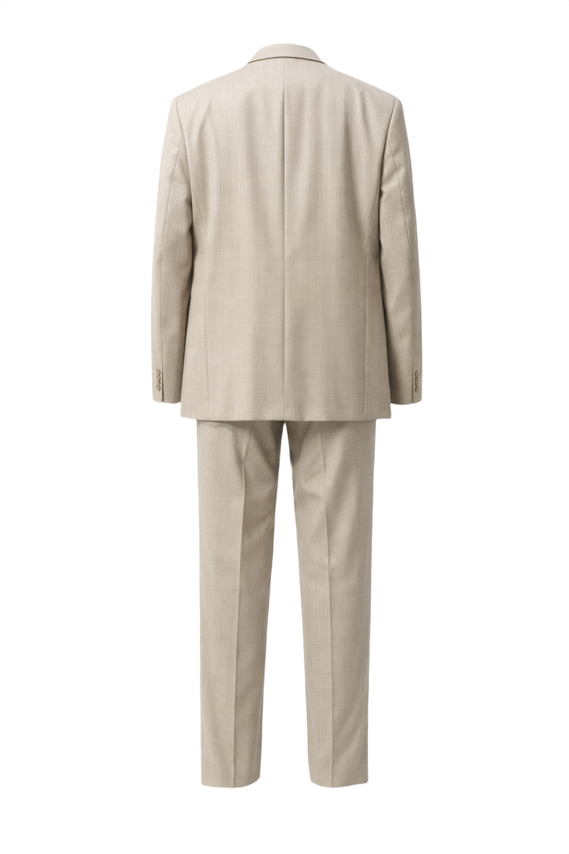 1980s Beige Wool Blend 2-Piece Suit - Back View