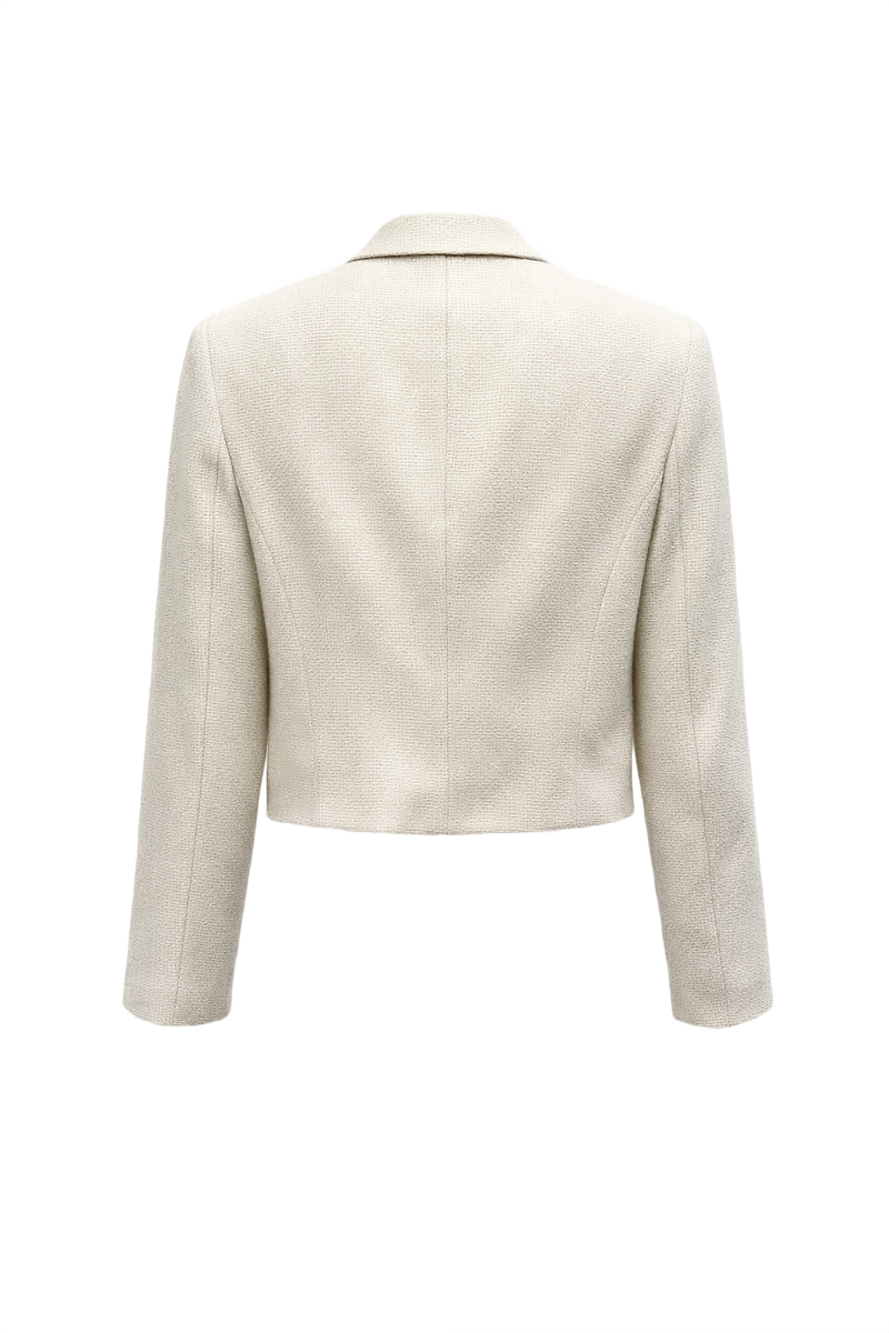 1980s Cream White Wool Blazer - Back View