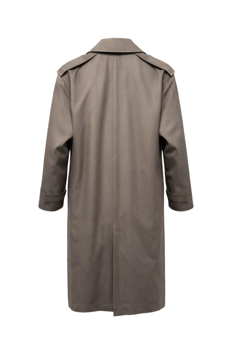 1980s Taupe Cotton Blend Coat - Back View