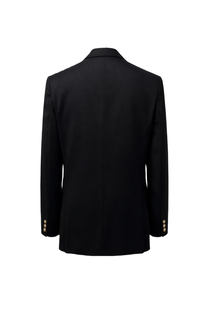 1990s Black Silk Blend Blazer - Back View