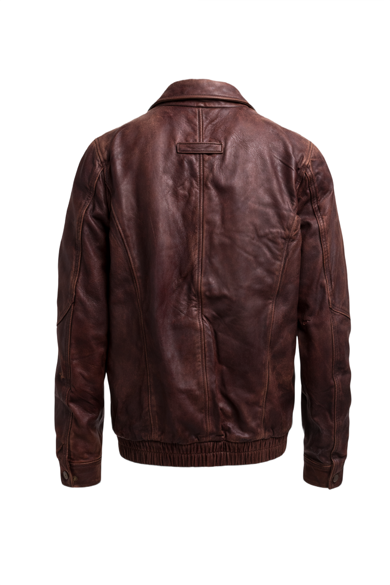 1990s Brown Leather Leather Jacket - Back View
