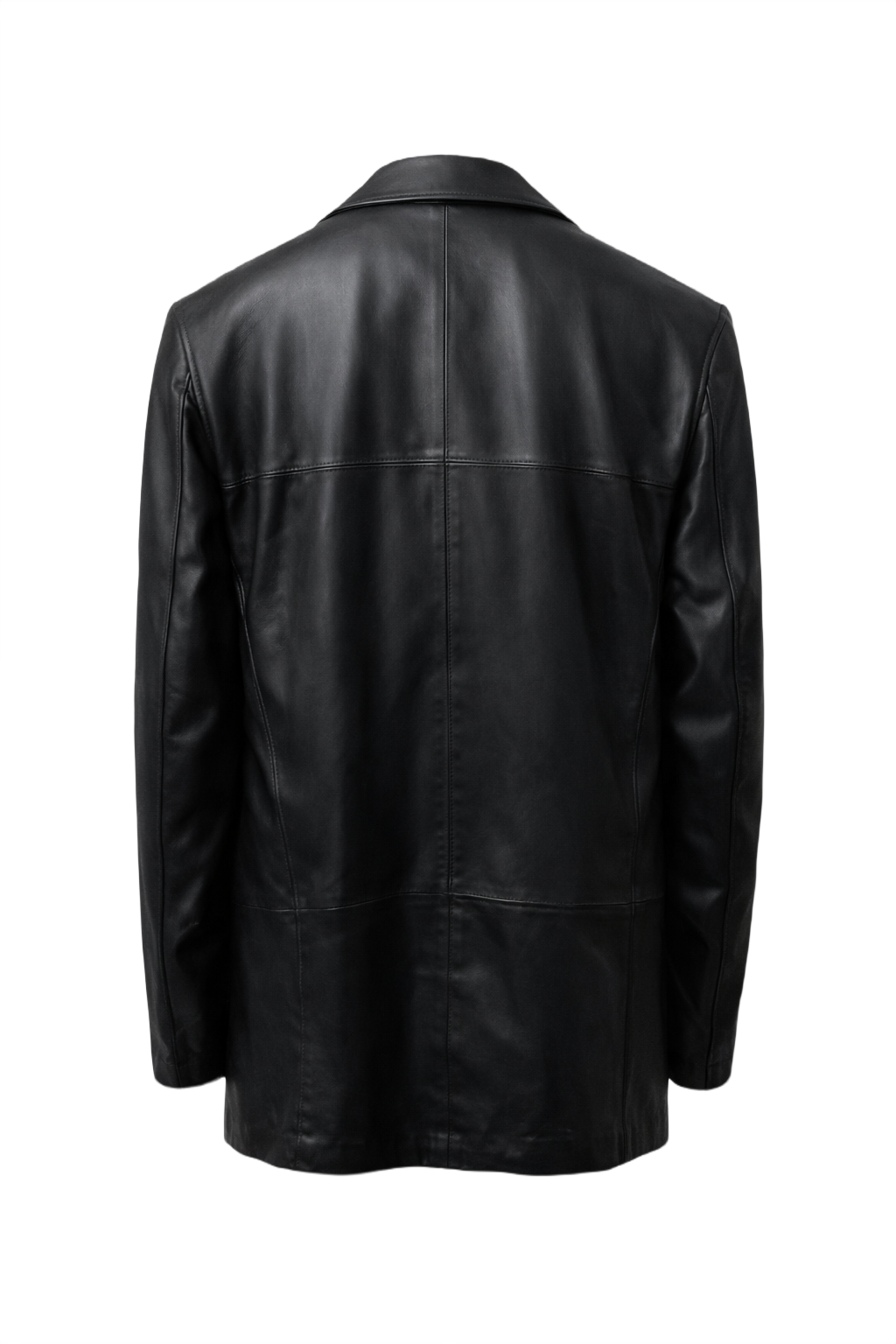 1990s Black Leather Blazer - Back View