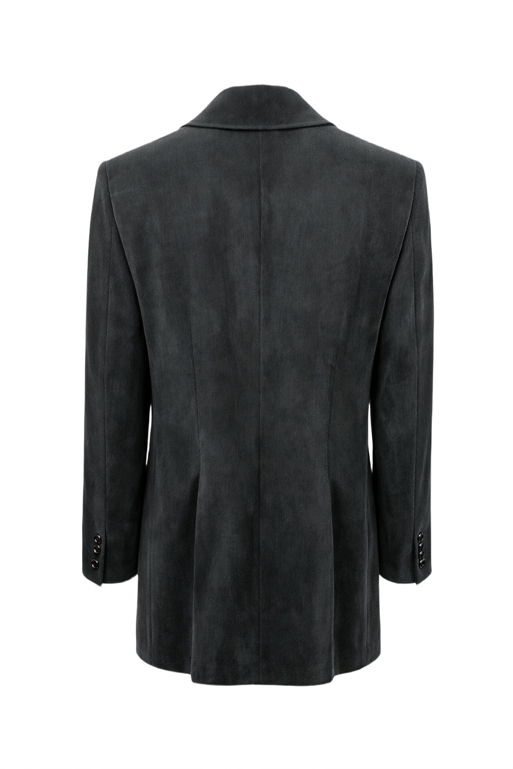 1990s Dark Charcoal Grey Suede Blazer - Back View