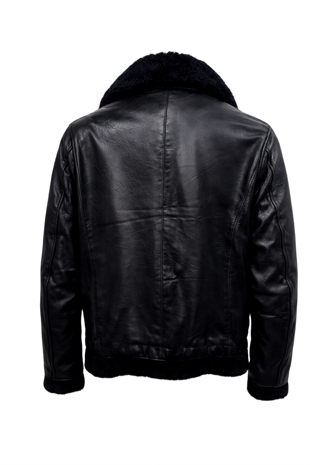 1960s Black Leather Bomber Jacket - Back View