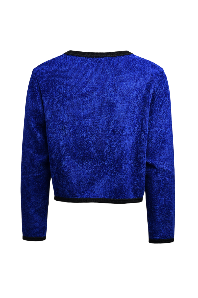 1980s Electric Blue Wool Cardigan - Back View