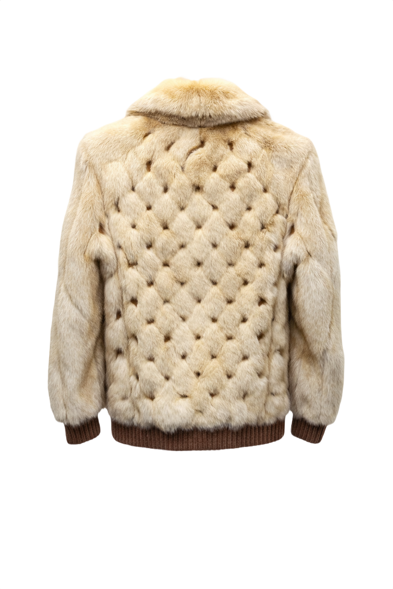 1980s Cream Fur Coat - Back View
