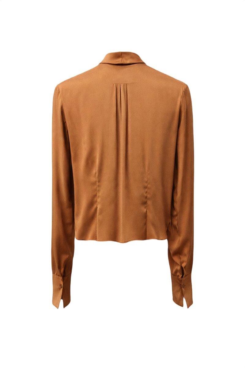 1930s Burnt Orange Silk Blouse - Back View