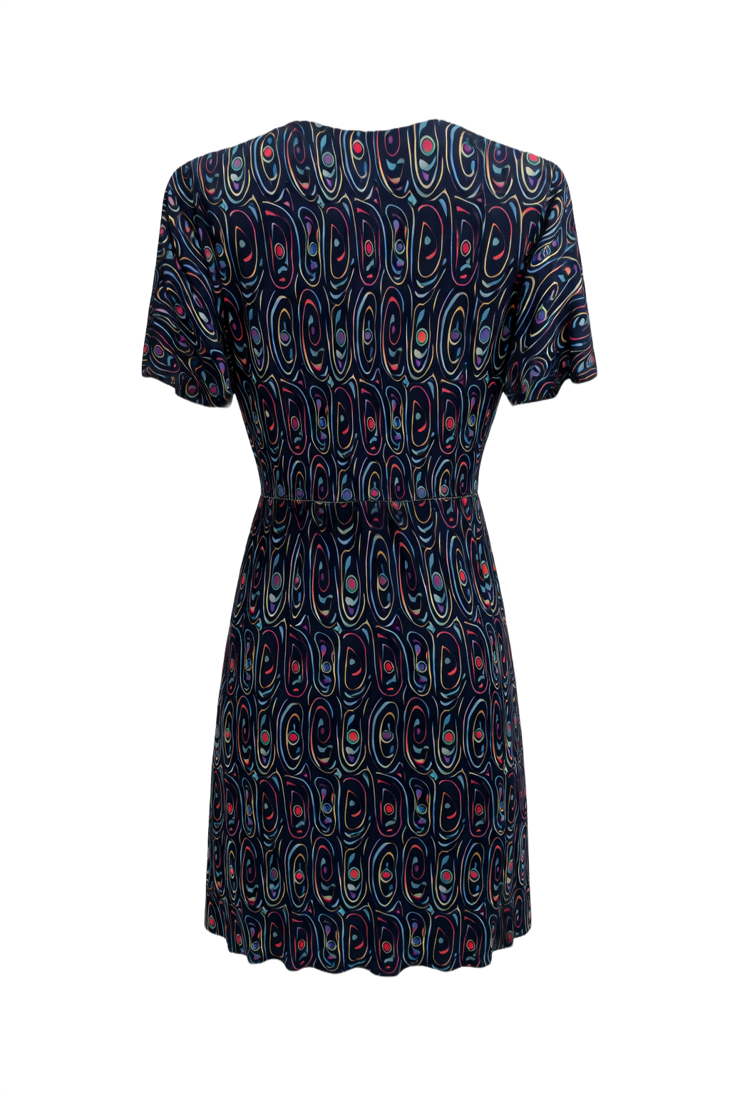 1930s Multicolor Silk Dress - Back View