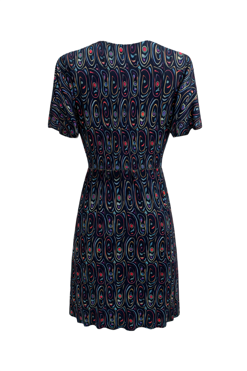1930s Multicolor Silk Dress - Back View
