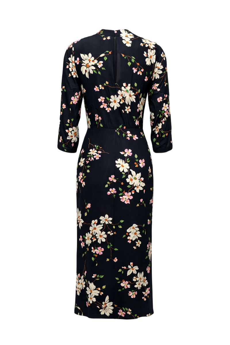 1930s Black Silk Dress - Back View