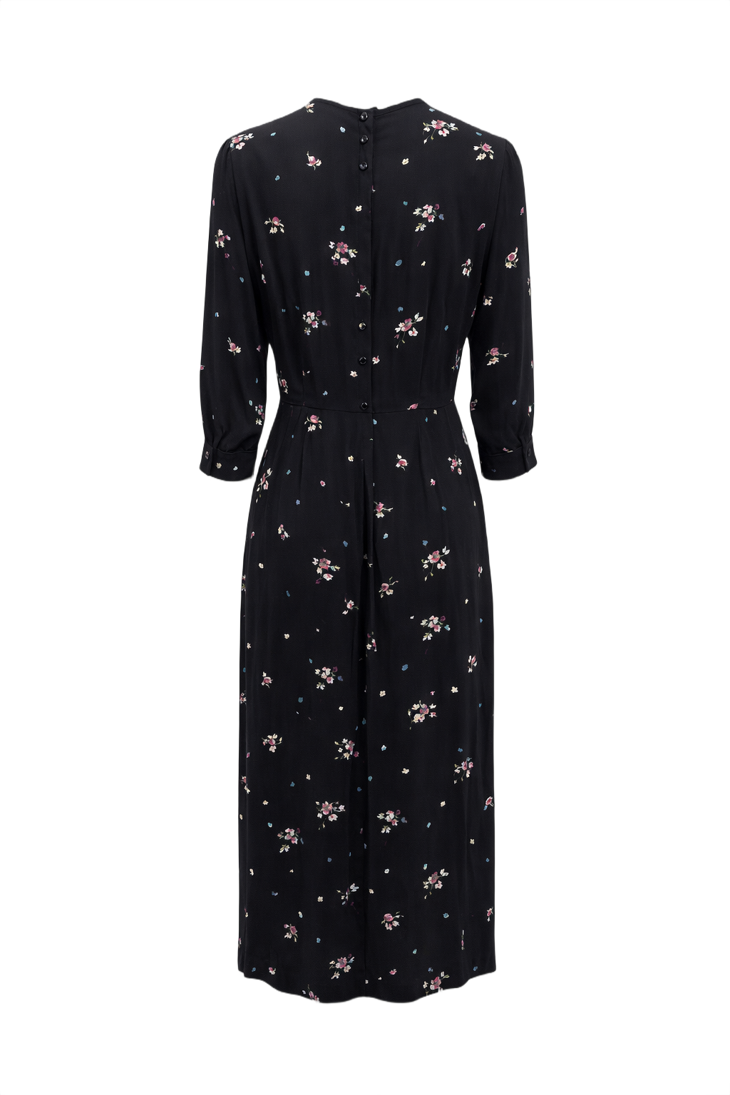 1930s Black Rayon Dress - Back View