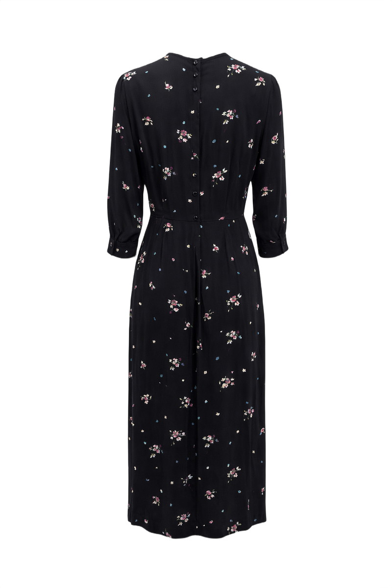 1930s Black Rayon Dress - Back View