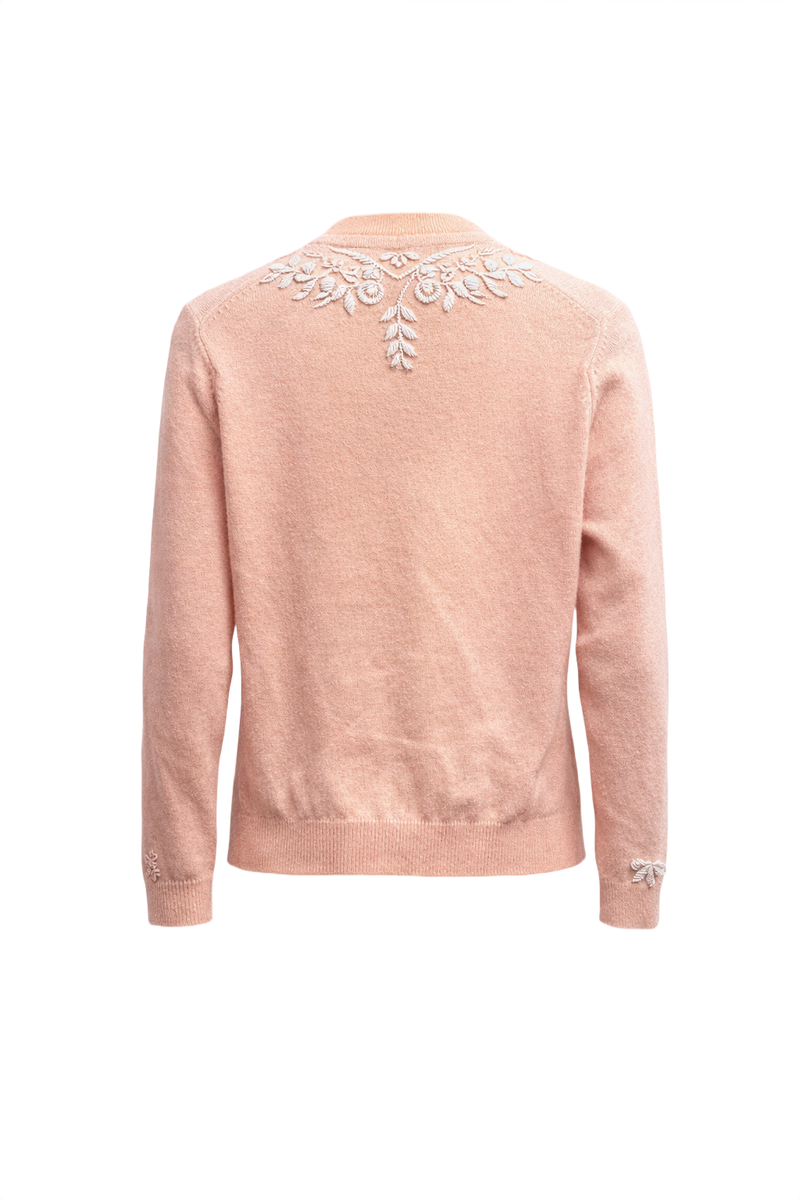 1930s Light Pink Wool Blend Cardigan - Back View