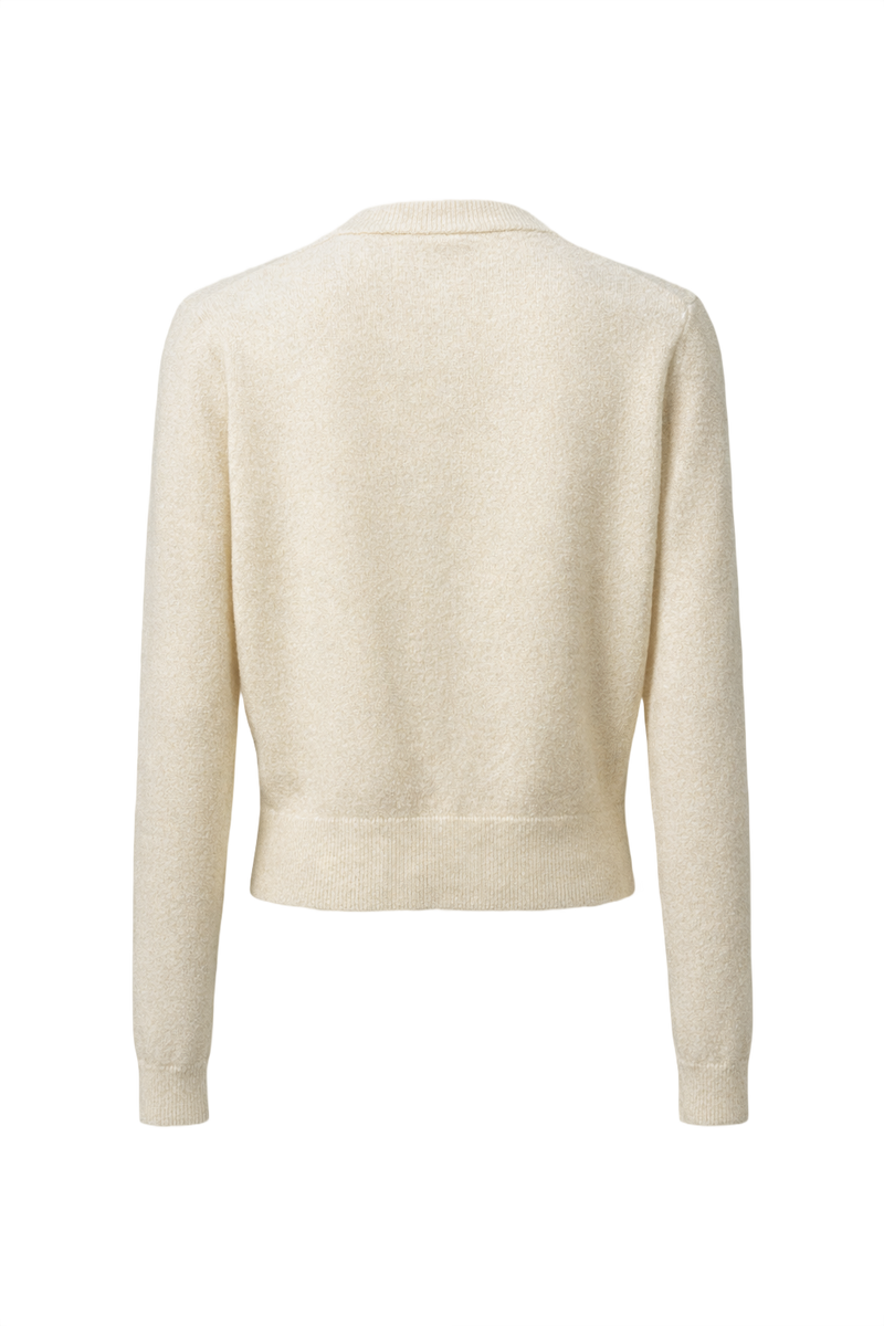 1930s Cream White Wool Cardigan - Back View