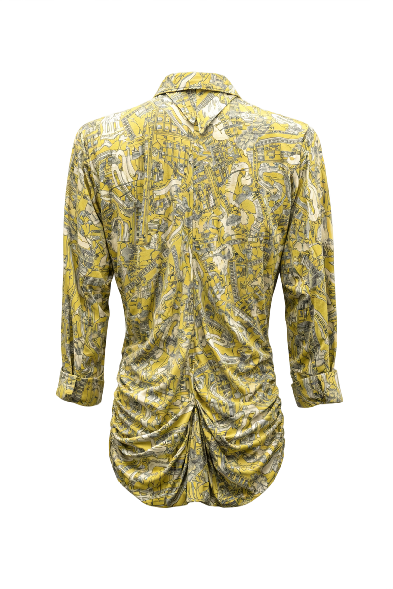 1930s Yellow Silk Blouse - Back View