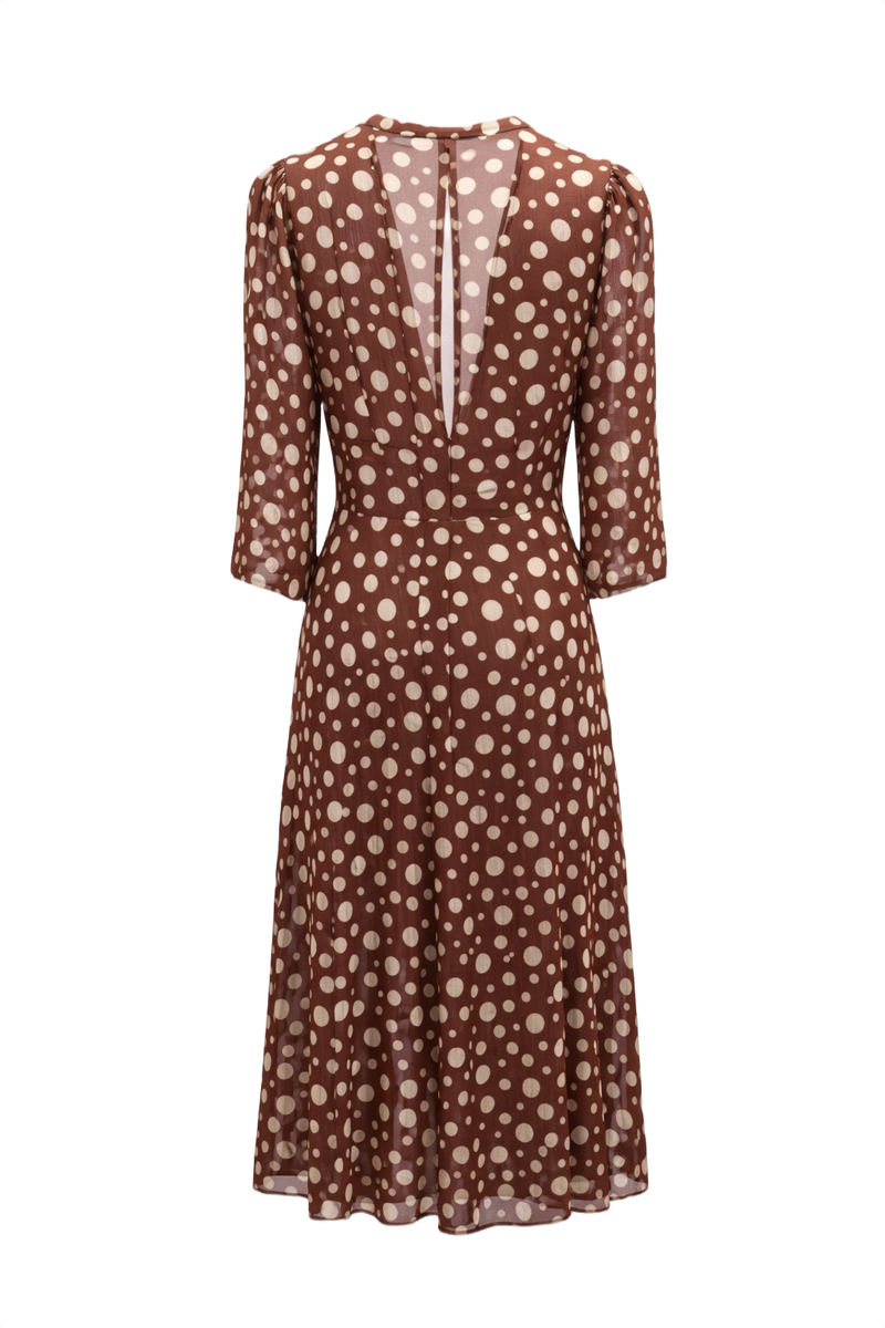 1930s Brown Silk Dress - Back View