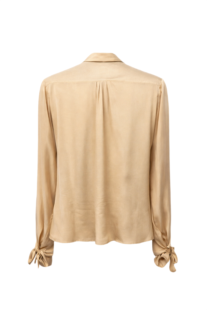 1930s Beige Silk Blouse - Back View