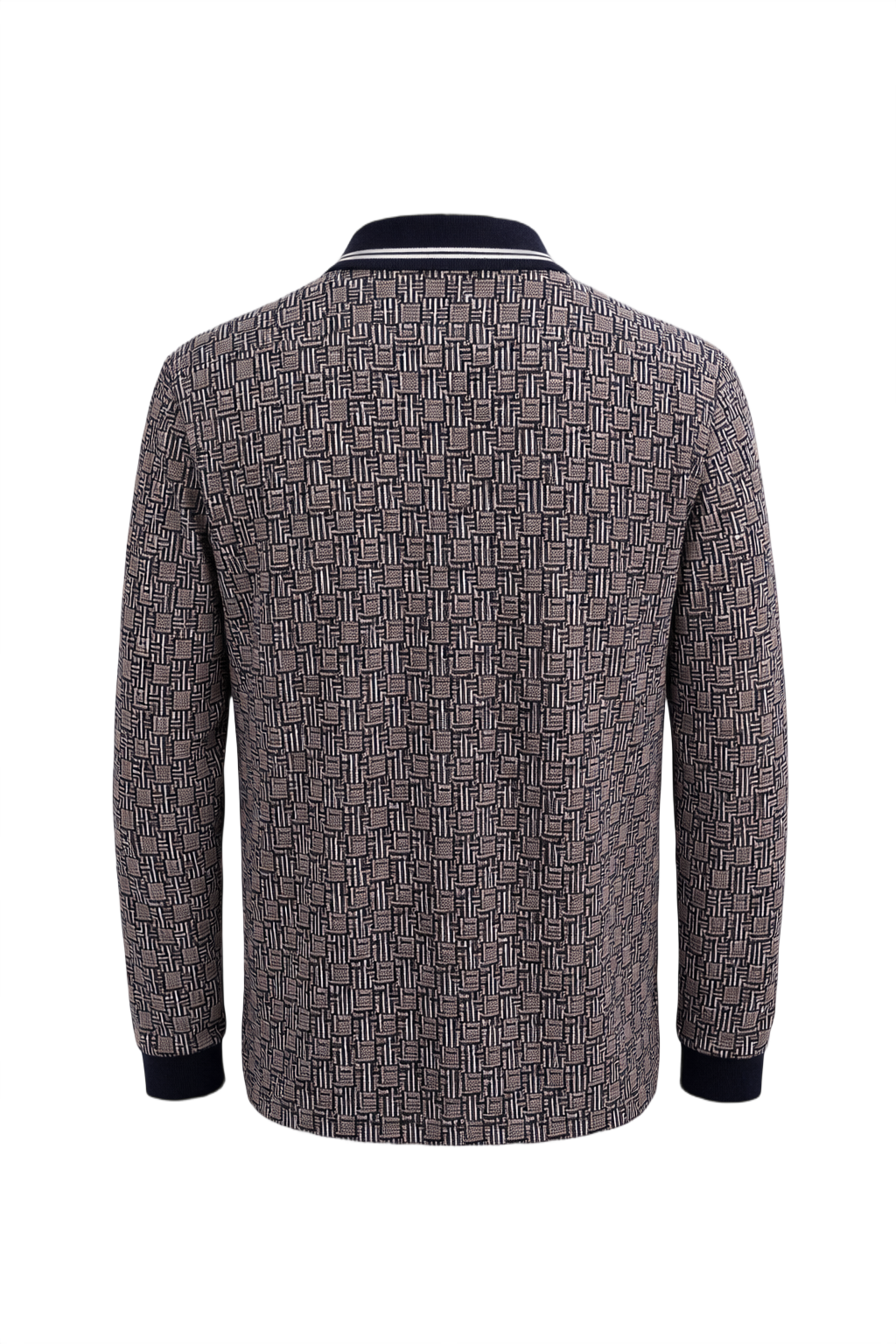 1980s Navy Blue Polyester Polo Shirt - Back View