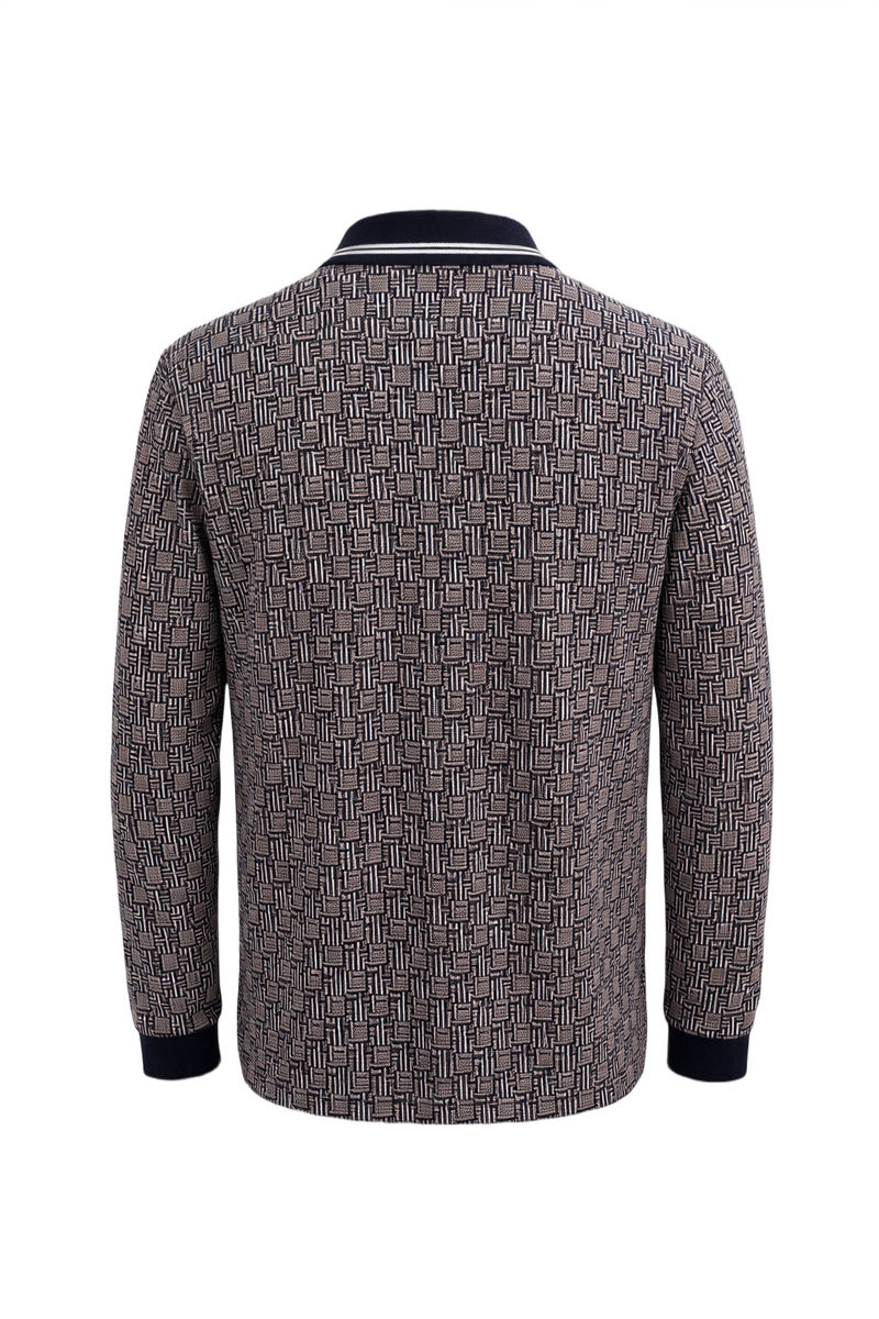 1980s Navy Blue Polyester Polo Shirt - Back View