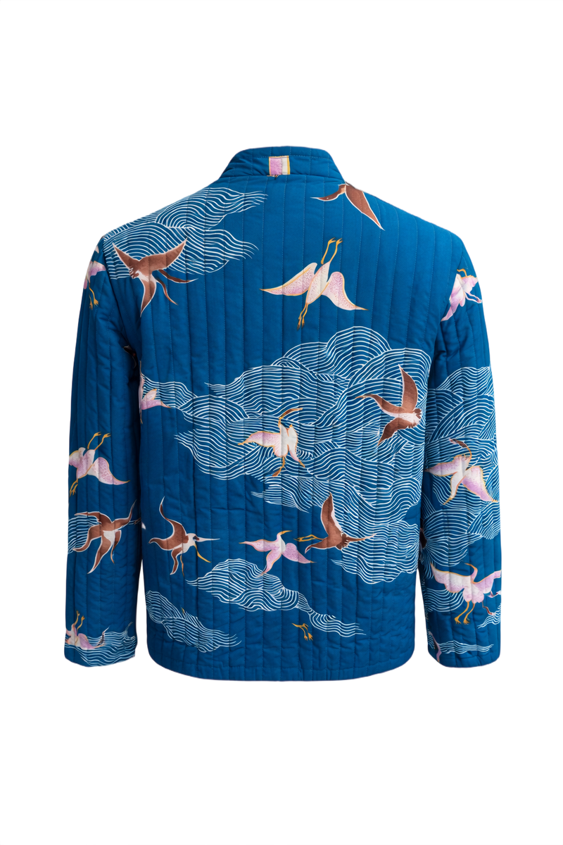 1970s Blue Polyester Jacket - Back View
