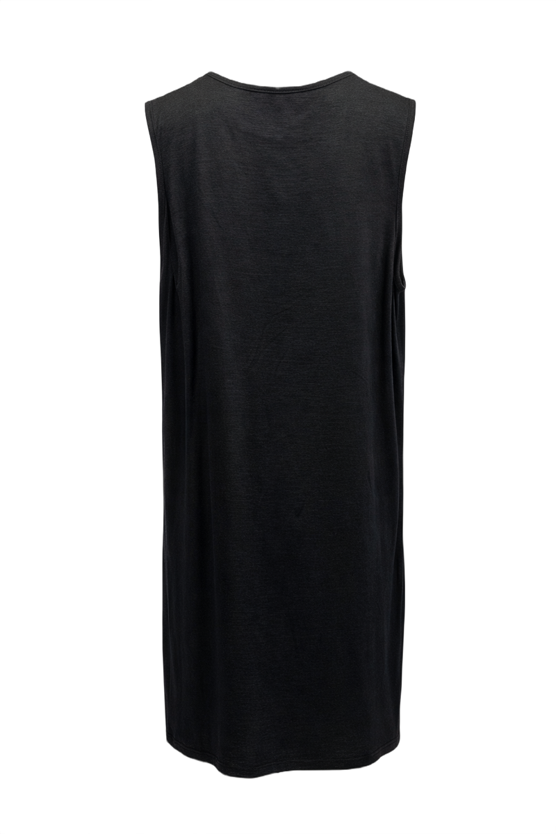 1990s Black Smooth Dress - Back View