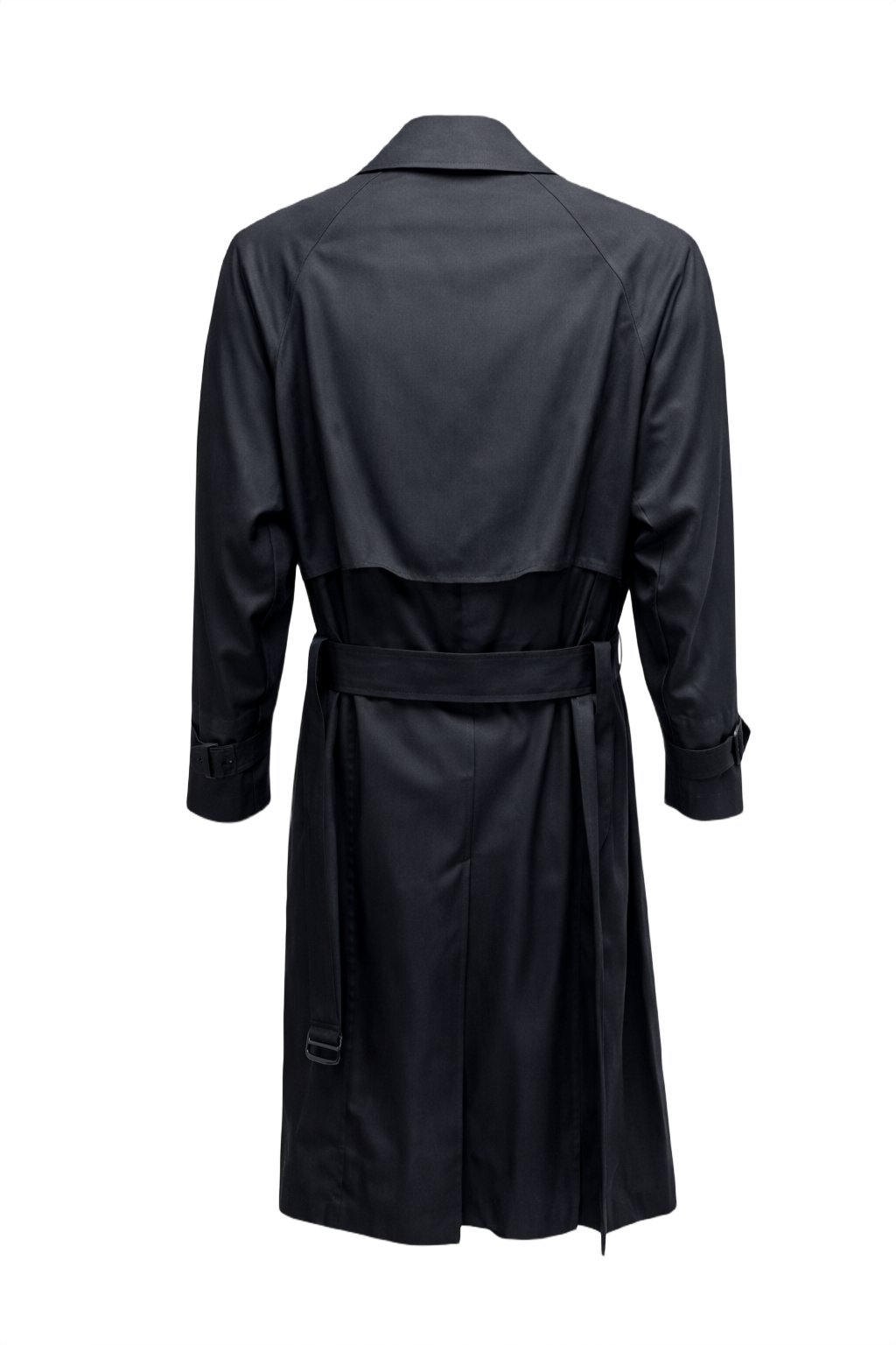 1990s Black Cotton Trench Coat - Back View