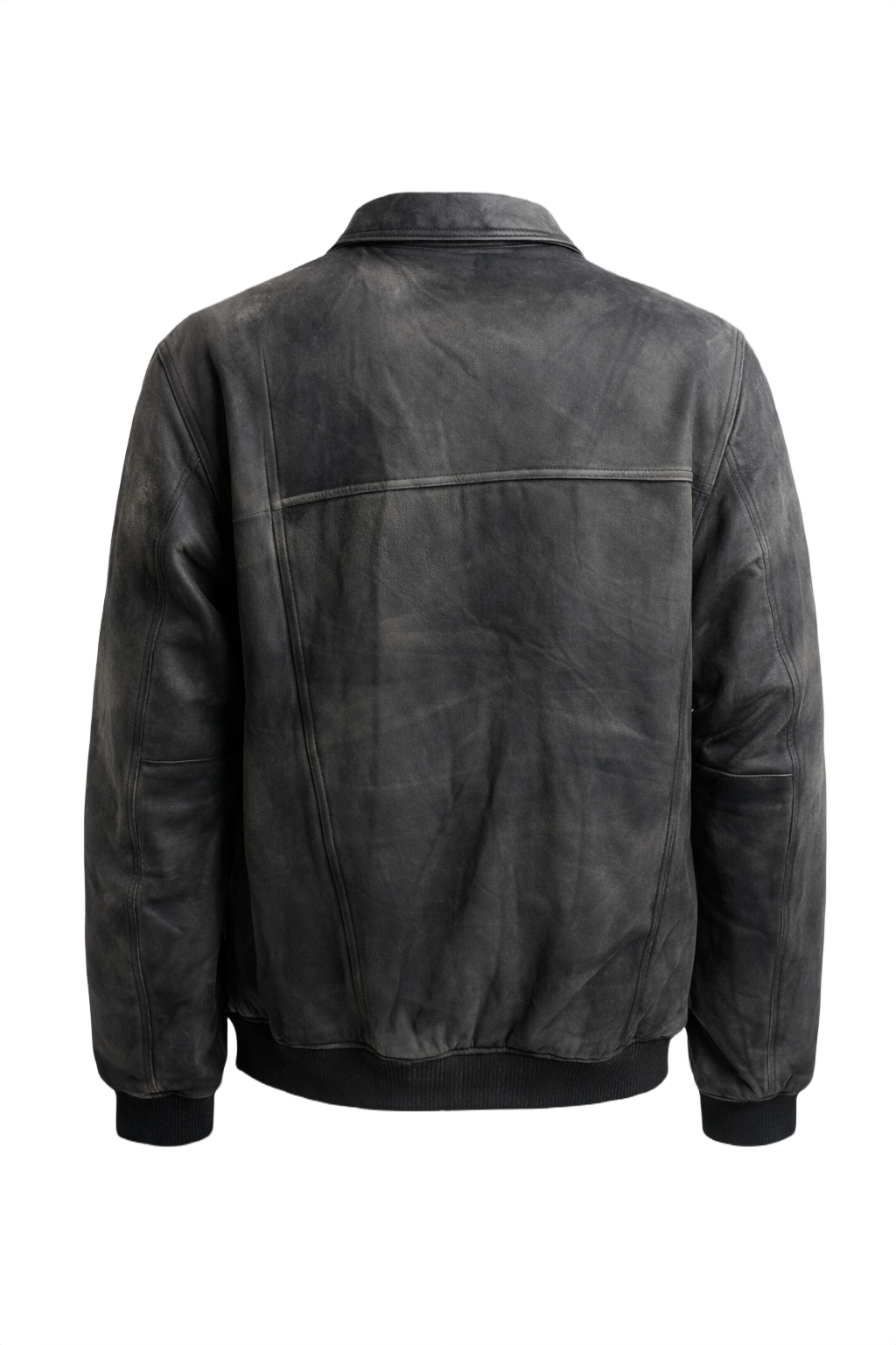 1990s Black Leather Jacket - Back View