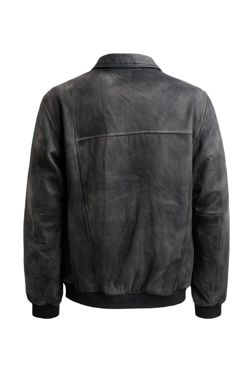 1990s Black Leather Jacket - Back View