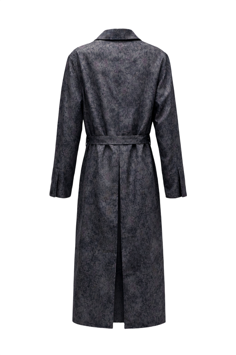 1980s Dark Grey Cotton Coat - Back View