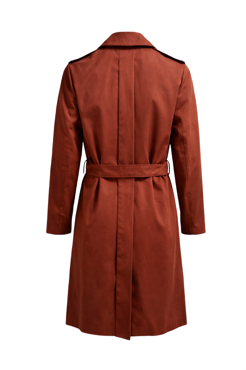 1980s Reddish-Brown Cotton Trench Coat - Back View
