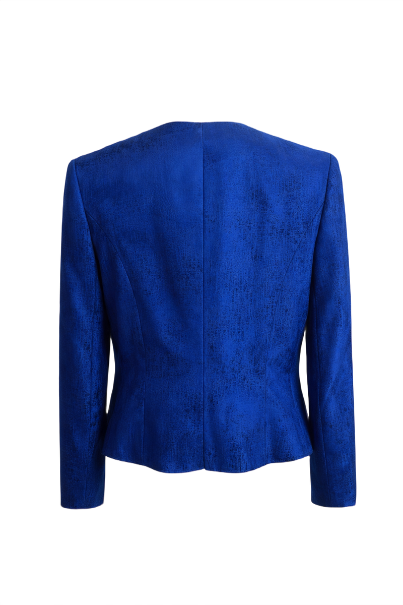 1970s Vivid Blue Silk Jacket - Back View