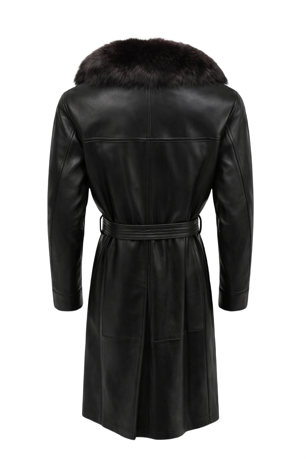 1990s Black Leather Coat - Back View