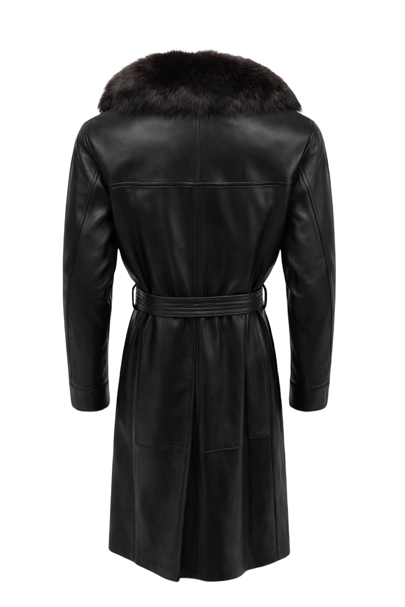 1990s Black Leather Coat - Back View